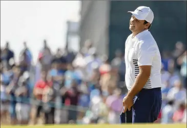  ?? ROB CARR / GETTY IMAGES ?? For a brief stretch Sunday, Masters champion Patrick Reed had Grand Slam visions after he birdied five of his first seven holes, shooting 31 on front. His 37 on the back side ended those notions.