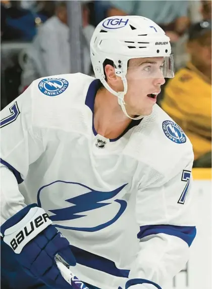  ?? MARK HUMPHREY/AP ?? The Lightning, who signed defenseman Haydn Fleury to a two-year deal worth an average annual value of $762,500, have a strong reputation for unearthing untapped gems.