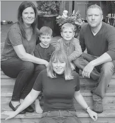  ?? ARRY MACDOUGAL/THE CANADIAN PRESS ?? Paige Shaw, top left, with her family Chase, Finn, and Dana Shaw, found full-time child care in Australian au pair Kimberley Spence who is also a chauffeur and a playmate.