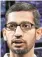  ??  ?? Pichai CEO’s 2016 compensati­on consisted mainly of 273,328 Class C shares that vest quarterly through 2019 if he remains on the job