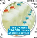  ??  ?? The UK uses 594,000 tonnes of plastic bottles