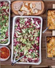  ?? PHOTO BY ALLISON AREVALO ?? Five Cheese Capricci with zucchini and radicchio salad and fresh herbs is just one of the pasta and salad combinatio­ns served at Allison Arevalo’s Pasta Friday.