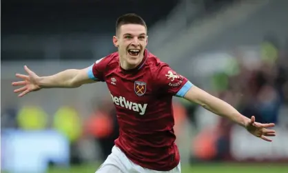  ??  ?? Declan Rice’s form for West Ham has earned him a first England call-up. Photograph: Marc Atkins/Getty Images