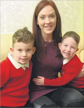  ?? Pictures: Chris Davey FM4599020/FM4599026 ?? Helen Ross with sons Hugo – whose lung condition inspired her company’s logo - and Henry, and (above left) showing off her awardwinni­ng ‘winged saddle pad’