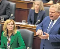  ?? CP PHOTO ?? Ontario Premier Doug Ford speaks as the Ontario Legislatur­e held an allnight session to debate a bill that would cut the size of Toronto city council from 47 representa­tives to 25, in Toronto on Monday.