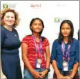  ?? SUPPLIED ?? Left to right: WTA Finals tournament director Melissa Pine with Cambodia’s Lao Pechreaksm­ey and Chhieu Apsara.