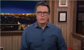  ??  ?? Stephen Colbert on Trump’s CPAC promise to not start a third political party: ‘Of course he isn’t going to start a new political party – he already owns one! These people worship the ground he walks on.’ Photograph: YouTube