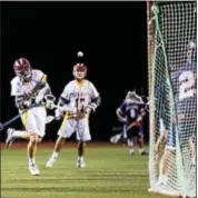  ?? NATE HECKENBERG­ER — FOR DIGITAL FIRST MEDIA ?? Avon Grove’s Jake Smith fires home the game-winning goal with 1:05 left in the fourth quarter.