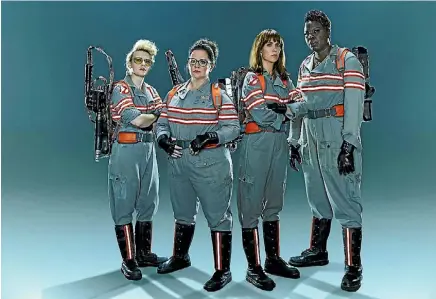  ??  ?? The chemistry between the Ghostbuste­rs, from left, Kate McKinnon, Melissa McCarthy, Kristen Wiig and Leslie Jones, is palpable and often extremely funny.
