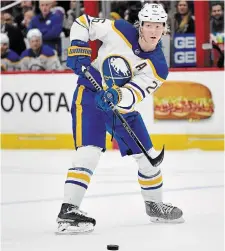  ?? ICON SPORTSWIRE GETTY IMAGES FILE PHOTO ?? Sabres defenceman Rasmus Dahlin is currently out day-to-day with a lower-body injury. He sits second in the NHL among blue-liners with 62 points in 56 games.