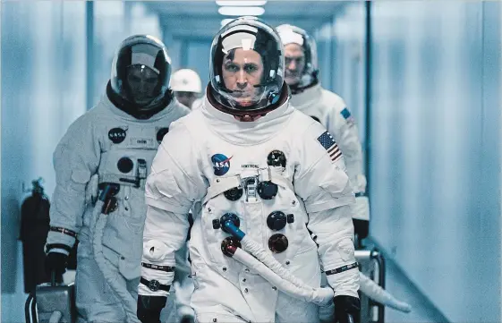 ?? DANIEL MCFADDEN THE ASSOCIATED PRESS ?? Ryan Gosling stars in ‘First Man’ as Neil Armstrong, the first astronaut to step out on the lunar surface. It’s a heart-stirring, nerve-jangling trip writes Justin Chang.