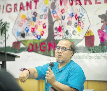  ?? MARK VAN MANEN/PNG ?? Raul Gatica, executive director of the Migrant Workers Dignity Associatio­n, says the new report deals with ethical considerat­ions.