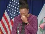  ?? ABC7 CHICAGO ?? Dr. Ngozi Ezike breaks down Friday while announcing Illinois’ COVID- 19 numbers.