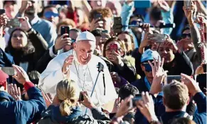  ?? – AFP ?? Universal tongue: He may be the ‘People’s Pope’ but the head of the Catholic church, Pope Francis, has to deliver his speeches in Latin, the official language of the church.