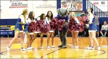 ?? Photo by Mike Eckels ?? The Decatur cheer team and mascot led the student population in a cheer during the 2017 homecoming pep rally at Peterson Gym on Friday.