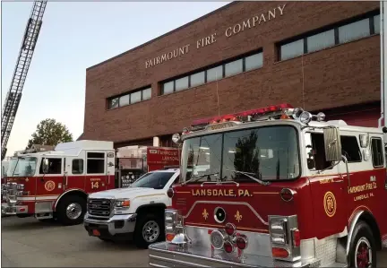  ?? DAN SOKIL - MEDIANEWS GROUP ?? Fire engines are seen on display outside the Fairmount Fire Company’s station on Vine Street in Lansdale for the company’s Fire Prevention Week open house on Thursday, Oct. 10 2019.