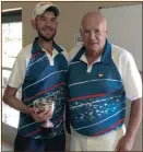  ?? Pictures: Supplied ?? PRESIDENT of Northern Cape Bowls, Ivan Botha (right) is seen here presenting the trophy to the winner Driaan van Niekerk.