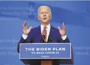  ?? Angela Weiss / AFP via Getty Images ?? Democratic presidenti­al nominee Joe Biden discusses his virus proposals in Wilmington, Del.