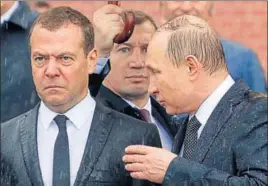  ?? REUTERS FILE ?? Russian Prime Minister Dmitry Medvedev (left) and President Vladimir Putin in Moscow.