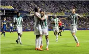  ?? AFP ?? Así fue el festejo del primer gol del Palmeiras.