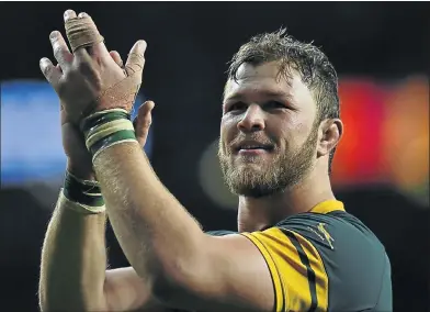  ?? Picture:AFP ?? HEROIC: Duane Vermeulen savours the Springboks’ 23-19 quarterfin­al win over Wales. The Boks face New Zealand in a semifinal on Saturday.