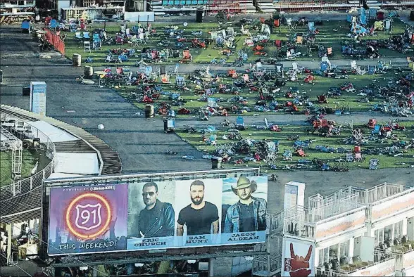  ?? MARCIO JOSE SANCHEZ / AP ?? Así quedó el recinto donde se celebraba el festival de country Route 91 Harvest, que terminó en tragedia