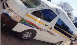  ??  ?? The Toyota Quantum vehicle, stolen from neighbouri­ng South Africa