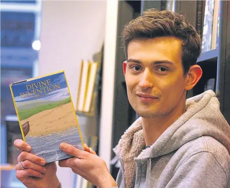  ??  ?? A FORMER Harris Academy pupil said it was a “great feeling” to hand his first published work over to readers.
Linden Forster, 25, (above) who has dyslexia, started writing his book, Divine Invention, while still at school in 2010.
The story follows...