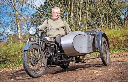  ?? ?? 6Norman Lister has owned his 1928 Norton Big 4 for six decades. Below, the three children could all fit in the sidecar