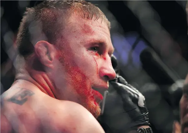  ?? GREGORY SHAMUS/GETTY IMAGES ?? Justin Gaethje is guaranteed excitement in the cage — he has earned four post-fight bonuses in three appearance­s.