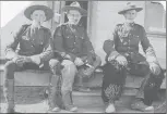  ?? Photos submitted by the Milk River Historical Society ?? Members of the North West Mounted Police from the Milk River Ridge detachment in front of the barracks. The barracks (below) was later moved east to serve as a granary on the Miller farm.