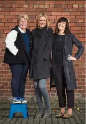  ?? — AFP ?? Equality advocates: Walker (centre), posing for the camera with two joint founders, Catherine Mayer (right) and Sandi Toksvig, before the opening day of her party’s first conference.