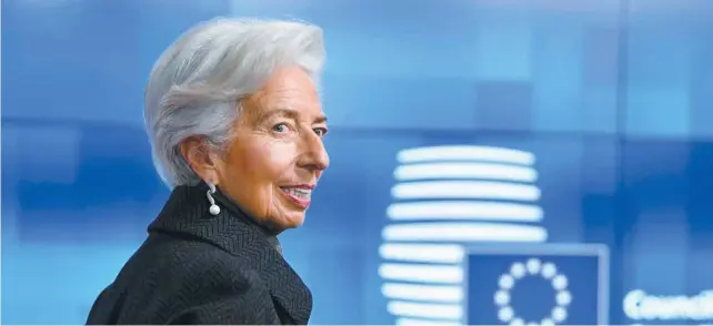  ?? JOHN THYS AGENCE FRANCE-PRESSE ?? La présidente de la Banque centrale européenne, Christine Lagarde