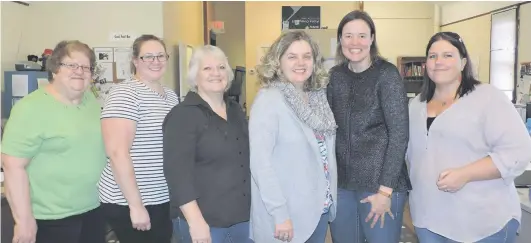  ??  ?? Some of the dedicated team members at Hunger in Moose Jaw: (l-r) Gail Berry, Jami Schalk, Karen Largton, Kass Demkey, Sharla Sept and Donna Gabel.