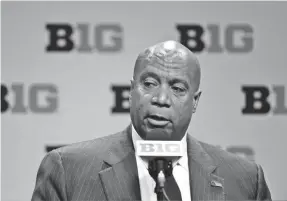  ?? THOMAS J. RUSSO/USA TODAY SPORTS ?? Before the football season adjustment, Big Ten Commission­er Kevin Warren oversaw the basketball tournament cancellati­ons.