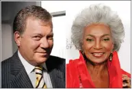  ?? AP PHOTO ?? This combinatio­n photo shows actor William Shatner and actress Nichelle Nichols. Fifty years ago, one year after the U.S. Supreme Court declared interracia­l marriage was legal, two of science fiction’s most enduring characters, Captain James T. Kirk, played by Shatner and Lieutenant Nyota Uhura, played by Nichols, kissed each other on “Star Trek.”