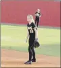  ??  ?? Prairie Grove 2019 graduate Raegan Rochier,
shown playing second base; and outfielder Kelsey Pickett, were named to the 4A-1 All-Conference softball team. Rochier batted .375 with 11 RBIs, 2 triples and a homer with 7 stolen bases in 13 games. Pickett batted .405 with 11 RBIs, 4 doubles and a triple and stole 8 bases. The Lady Tigers finished 8-9 overall and went 2-5 in conference play.