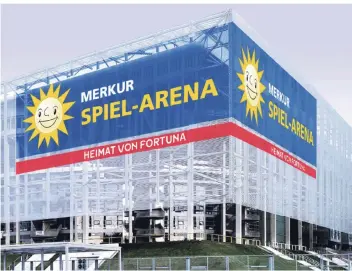  ?? ANIMATION: GAUSELMANN-GRUPPE ?? So wird das neue Logo auf der Arena in Stockum aussehen. Wenn Fortuna zustimmt, ist darunter „Heimat von Fortuna zu lesen“.
