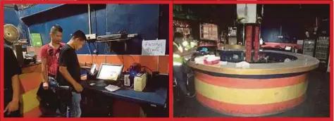  ??  ?? ANGGOTA polis membuat pemeriksaa­n di premis diserbu.
LOKASI serbuan di sebuah pusat beli-belah di Langkawi.