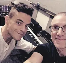  ?? ROB PREUSS ?? Burlington native Rob Preuss, right, coached actor Rami Malek in a New York studio on how to play piano like Freddie Mercury.