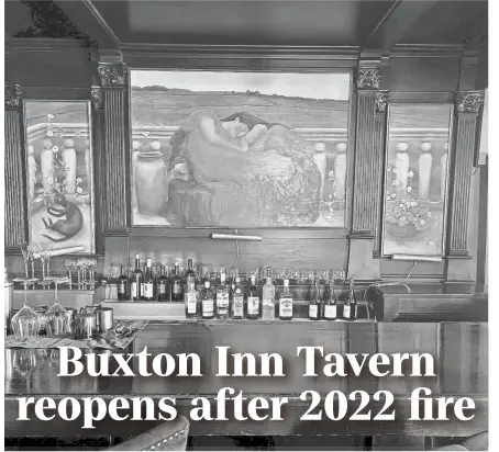  ?? PROVIDED BY ABBY JUMP ?? The historic Buxton Inn Tavern reopened on April 1, nearly two years after an electrical fire gutted the kitchen in the 212-year-old Granville hotel and restaurant, but the kitchen and restaurant will not reopen.