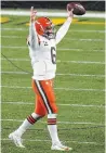  ?? THE ASSOCIATED PRESS FILE PHOTO ?? In Cleveland, a strange season has turned surreal for quarterbac­k Baker Mayfield and the Browns.