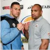  ??  ?? Joseph Parker, left, and Solomon Haumono face off after their fight was confirmed for July 21.