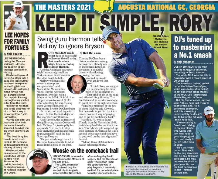  ??  ?? MAJOR GOAL:
Mcilroy is still chasing his career Grand Slam
Watch all four rounds of the Masters live and exclusive – as well as previews, highlights and archive footage – on Sky Sports The Masters and NOW.