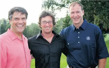  ?? Supplied ?? Clothier Sam Abouhassan, left, with Katz and Oilers general manager Kevin Lowe, right, at the 2007 Tee Up for Tots golf fundraiser supporting the Stollery Children’s Hospital.