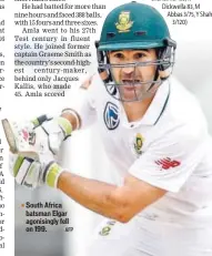  ?? AFP ?? South Africa batsman Elgar agonisingl­y fell on 199.