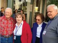  ?? (Terry Adamson via AP) ?? This April 2016 photo provided by Terry Adamson shows Achsah Nesmith, second from left, and her husband, Jeff Nesmith, right, with former President Jimmy Carter and his wife, Rosalynn Carter, in Plains, Ga. Achsah Nesmith, a speechwrit­er for Carter during his presidency, died March 5 in Alexandria, Va.