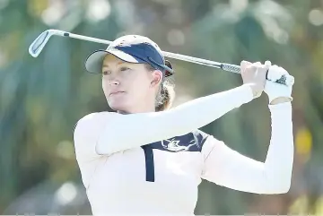  ?? — AFP photo ?? Sarah Jane Smith of Australia plays her shot from the 16th tee during round one of the CME Group Tour Championsh­ip at the Tiburon Golf Club on November 16, 2017 in Naples, Florida.