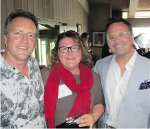  ??  ?? Joining Alberta Ballet’s artistic director Jean Grand-Maitre, left, are Christie’s Auction House’s Alexandra Burroughs and her husband, Imperial Group’s Joel Poissant.