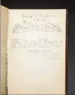  ??  ?? Les pages renferment les dédicaces des princes Albert-Ier et Louis II mais aussi des partitions musicales manuscrite­s des compositeu­rs Igor Stravinsky et Jules Massenet.